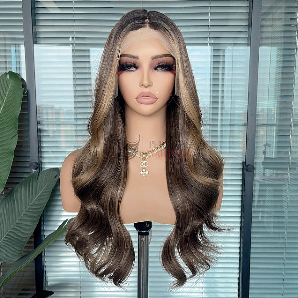 LACE FRONT JADE CASTANHO ESCURO COM MECHAS 13 x 4