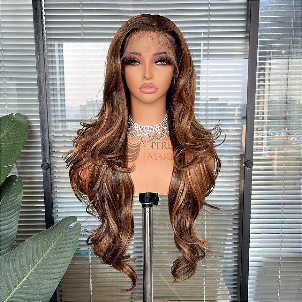 FULL LACE FRONT JADE CASTANHO MESCLADO 13 x 6