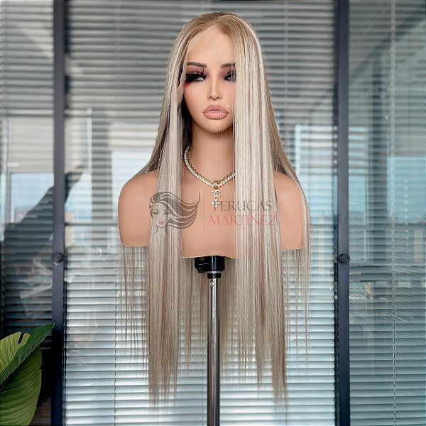 FULL LACE FRONT MELISSA PLATINADA COM MECHAS 13 X 6