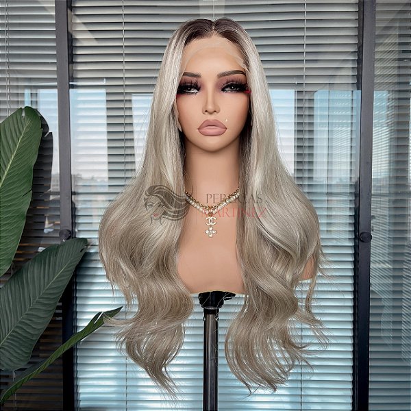 LACE FRONT KAMILLA LOIRO ACINZENTADO COM RAIZ 13 X 4