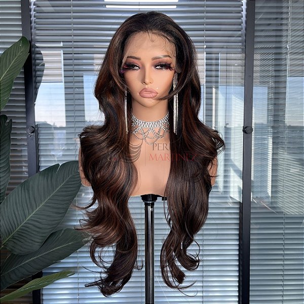 FULL LACE FRONT JADE CASTANHO COM MECHAS 13 X 6