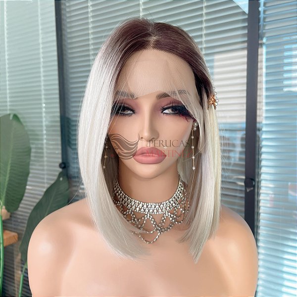 FULL LACE FRONT KIM LOIRA PLATINADA COM RAIZ