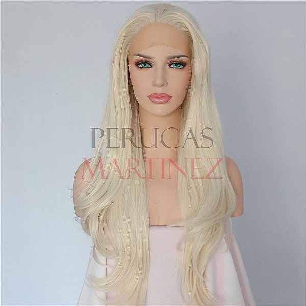 Lace Front Melissa Loiro Platinado  Ondulado