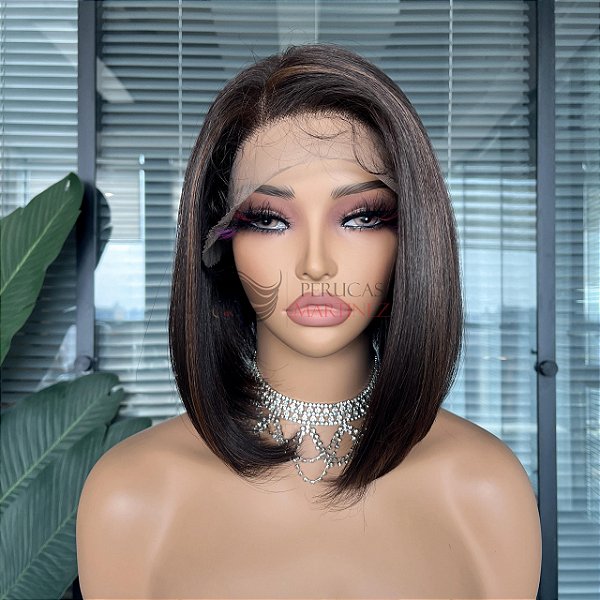 FULL LACE FRONT KIM CASTANHO ESCURO COM MECHAS 13 X 6