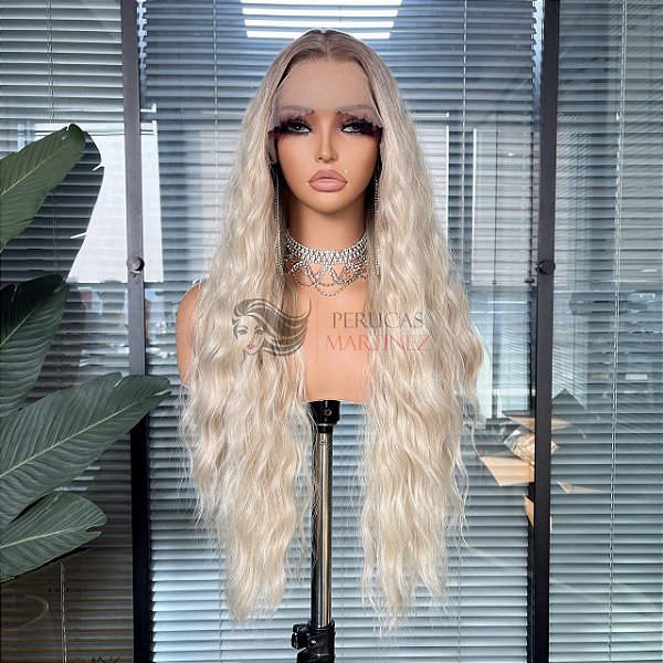 FULL LACE FRONT KÁTIA LOIRA PLATINADA COM RAIZ 13 X 6