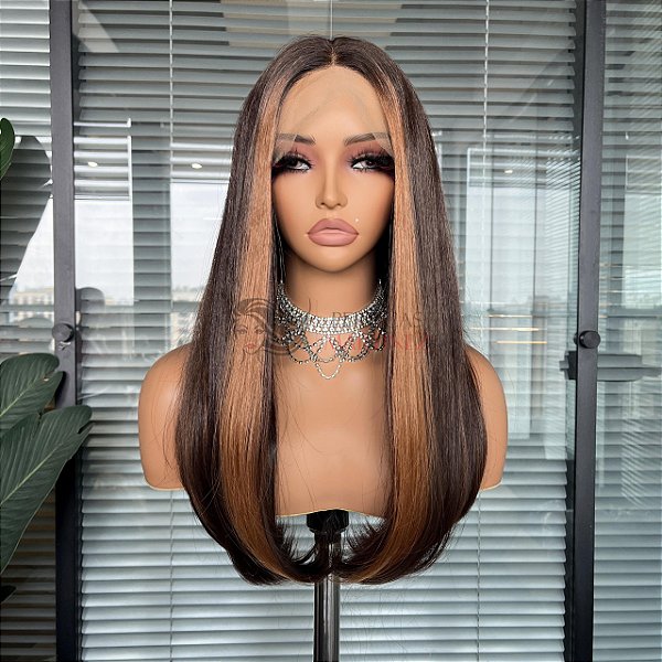 LACE FRONT LANNA CASTANHO ESCURO COM MECHAS 13 X 3