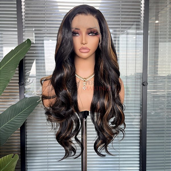 FULL LACE FRONT JADE CASTANHO ESCURO COM MECHAS 13 X 6