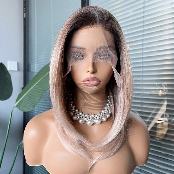 FULL LACE FRONT KIM LOIRO ROSADO COM RAIZ NATURAL 13 x 6