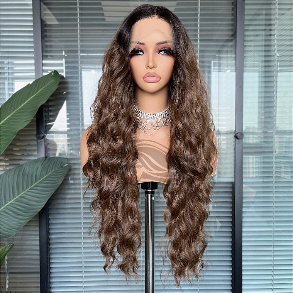 FULL LACE FRONT KÁTIA CASTANHO ACINZENTADO SUAVE 13 x 6