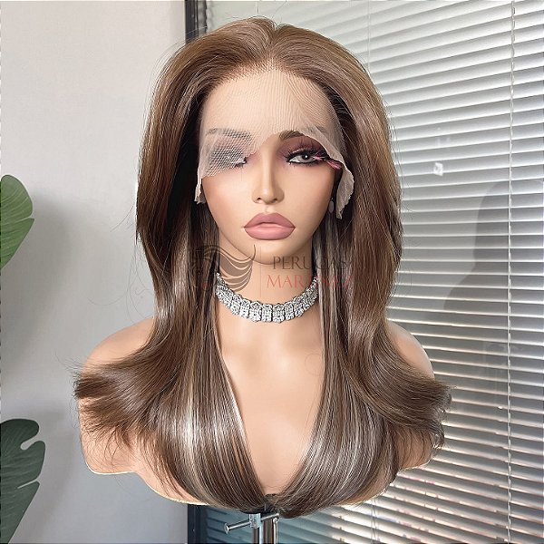 FULL LACE FRONT AURORA CASTANHO CLARO COM MECHAS 13 X 6
