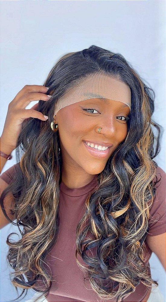 LACE FRONT JADE CASTANHO ESCURO COM MECHAS 13 x 4