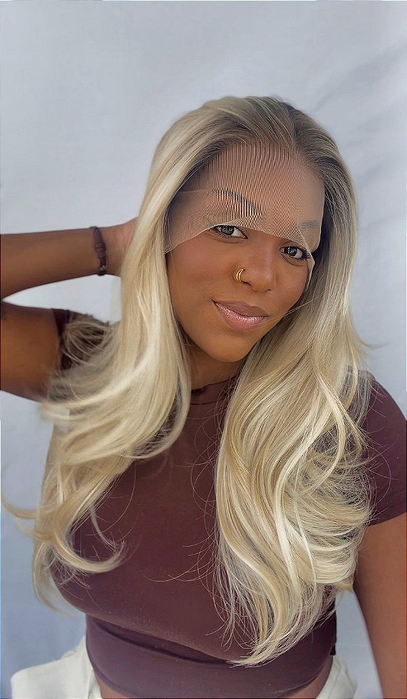 LACE FRONT ARIANNA LOIRO CHAMPANHE PEROLADO COM RAIZ ESFUMANDA 13 x 4