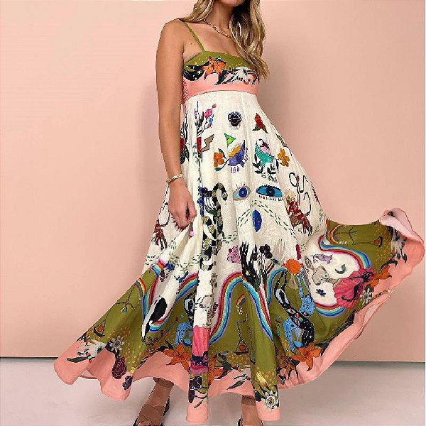 Vestido estampado tipo sling da FFOrder