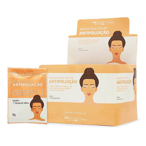Máscara Facial Peel Off Antipoluição Max Love 8g com 60un