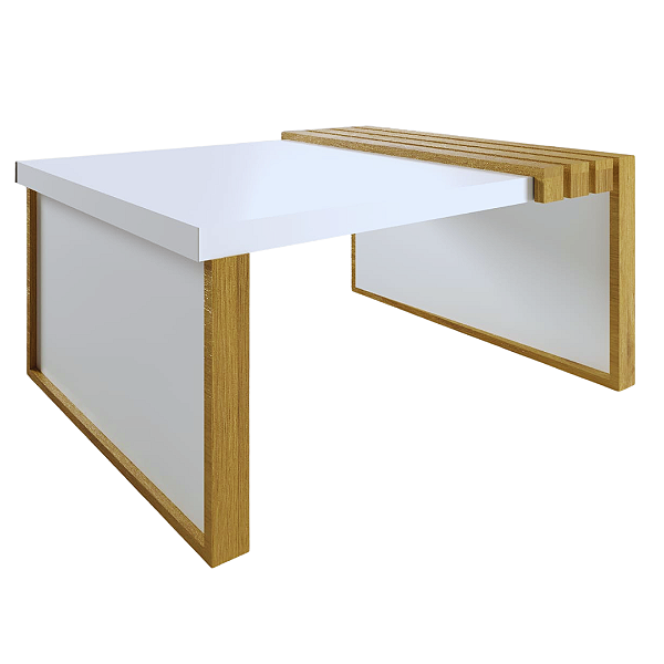 Mesa de Centro Safira - MDF TX -  White/Nature - Decor Móveis
