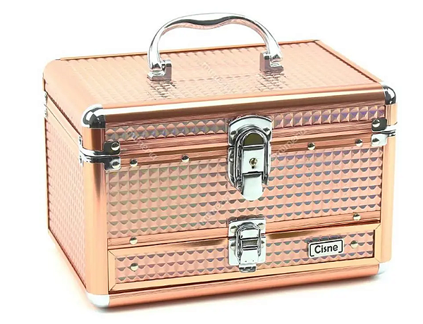 Maleta para Maquiagem e Acessórios Cisne CSNA160 Salmão