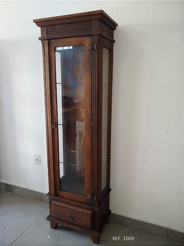 CRISTALEIRA 1 PORTA, LATERAL VIDRO, PRATELEIRAS VIDRO - REF. 1009