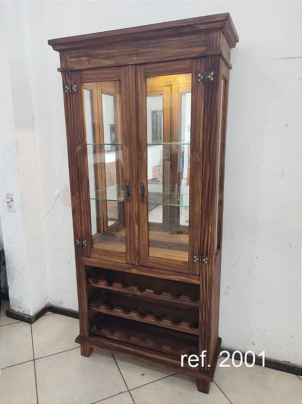 CRISTALEIRA 2 PORTAS ESPELHADA COM ADEGA INFERIOR - REF. 2001