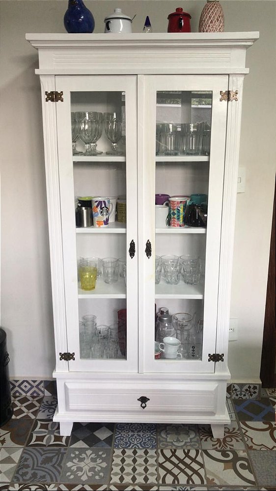 CRISTALEIRA 2 PORTAS COLORIDA COM GAVETA - REF. 2003