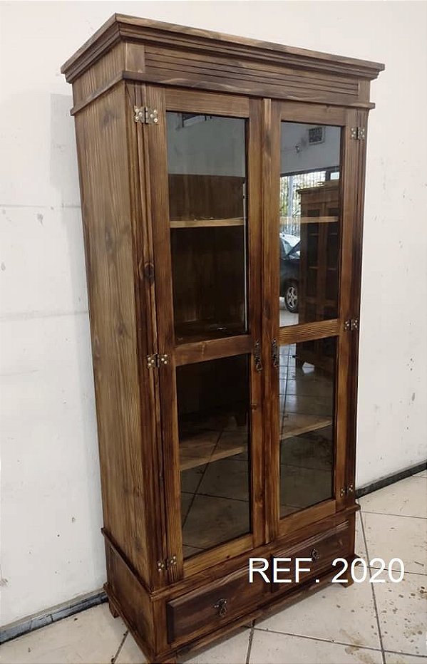 CRISTALEIRA 2 PORTAS COM 2 GAVETAS COM 1M - REF. 2020