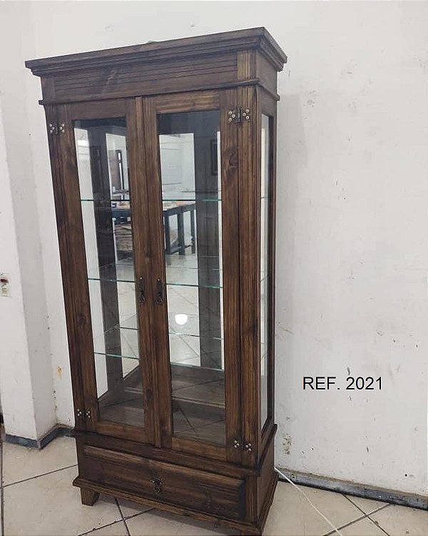 CRISTALEIRA 2 PORTAS ESPELHADA COM VIDROS - REF. 2021