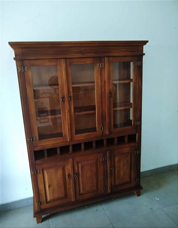 CRISTALEIRA 3 PORTAS SUPERIOR E 3 INFERIOR COM ADEGA NO MEIO - REF. 3004