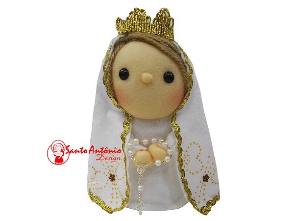 Boneca Nossa Senhora de Fátima de Pano Artesanal Colecionável para Decoração