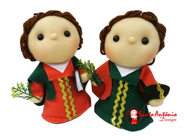 Boneco São Cosme e Damião de Pano Artesanal Colecionável para Decoração