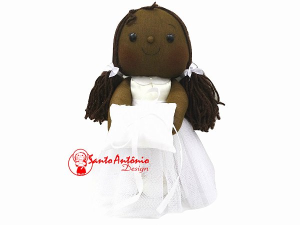 Porta Aliança para Casamento Boneca Daminha Negra Artesanal