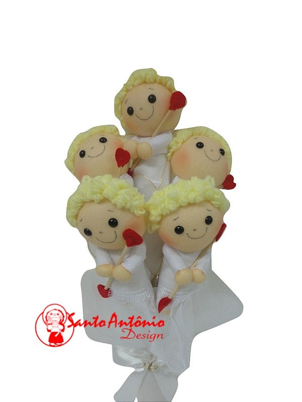 Buquê de Noiva Cupido com 5 Para Casamento Artesanal