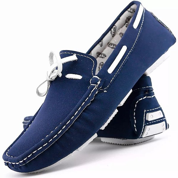sapato mocassim azul masculino