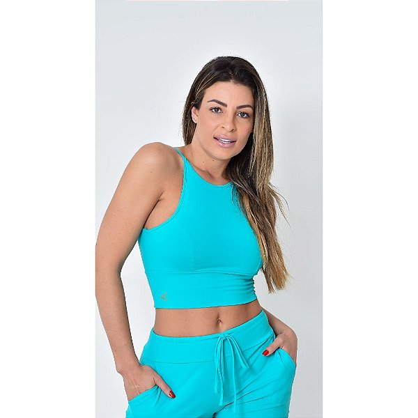 Top Cropped Light Fitness Verde Tiffany Kristalina