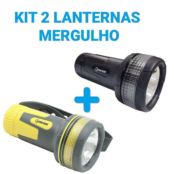 KIT THOR LED, 2 Lanternas de Led para Mergulho (Amarelo e Preto)