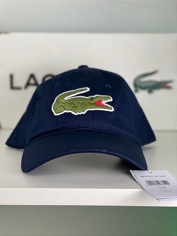 Boné Lacoste Gabardine Big Croc Azul Marinho