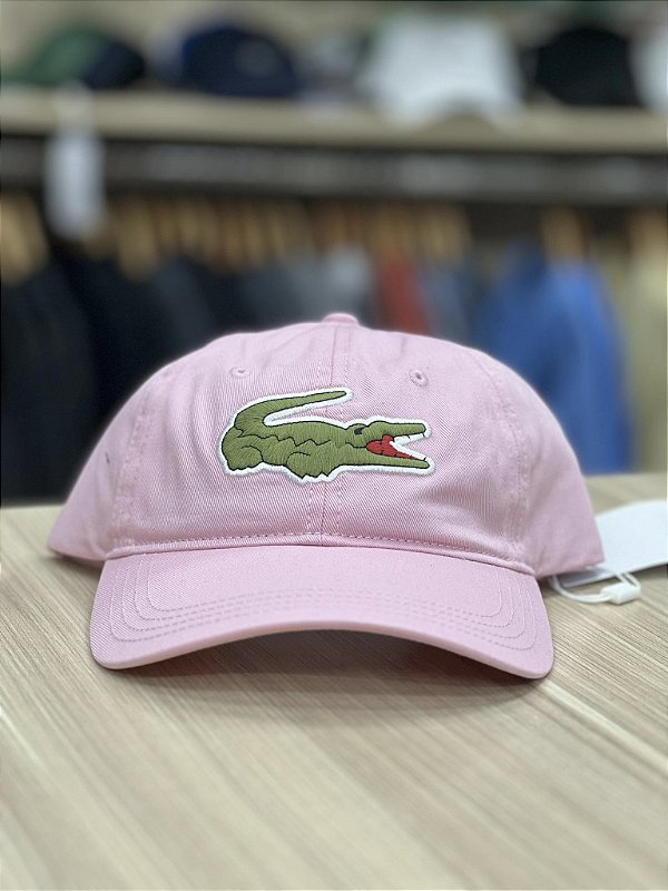 Boné Lacoste Gabardine Big Croc Rosa