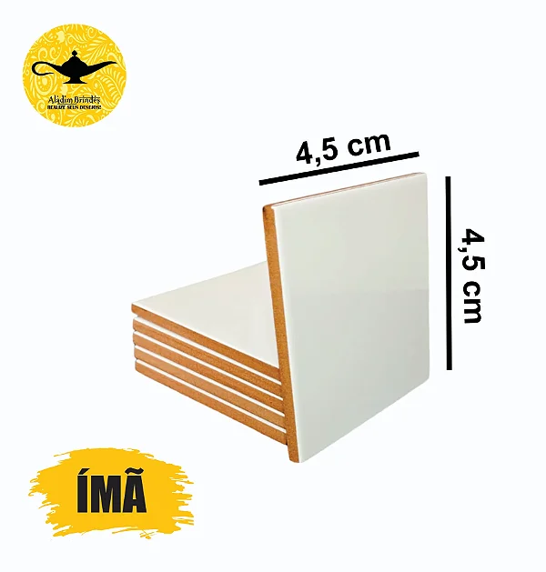 kit Azulejo com 05 unidades   4,5 X 4,5 IMÃ para Sublimação Aladim