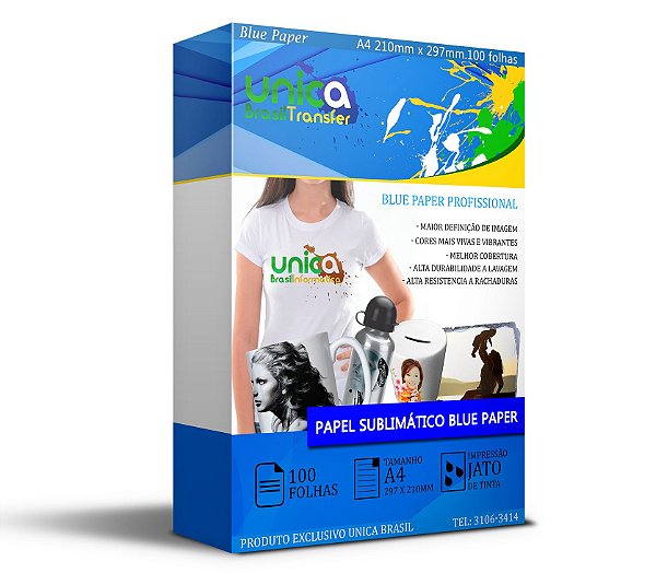Papel Blue Paper 100 Folhas A4 Para Sublimação 110grs - Unica Brasil -  Distribuidora de Produtos para Sublimação