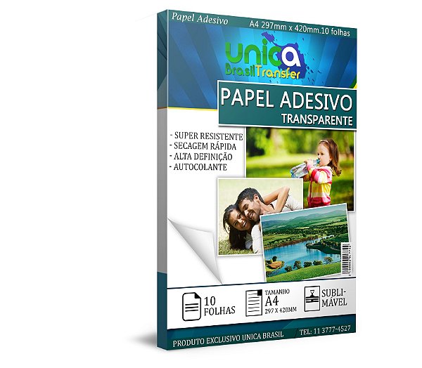 Papel Adesivo Transparente A4 - 10 Folhas