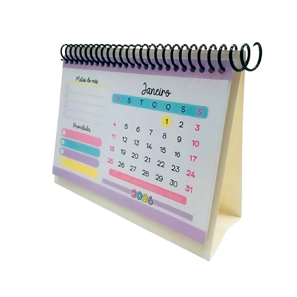 Calendário de Mesa Cartonado - Horizontal para sublimação
