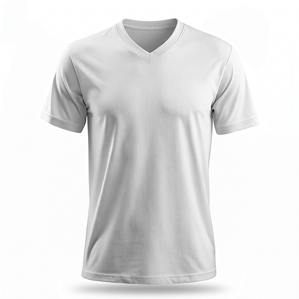 Camiseta Poliéster Gola V - Branca