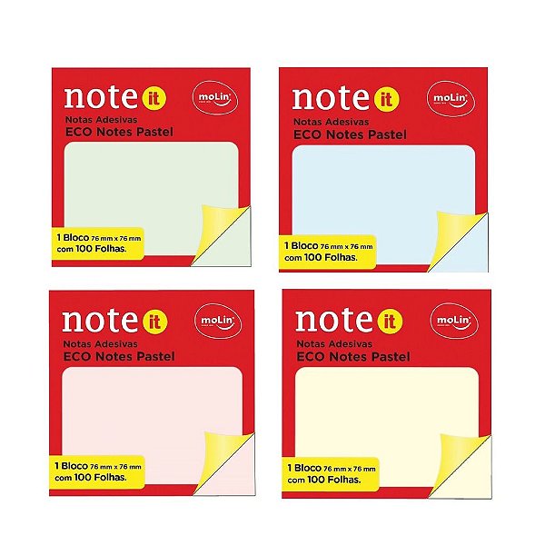 Bloco de Notas Adesivas Eco Molin 100 Folhas