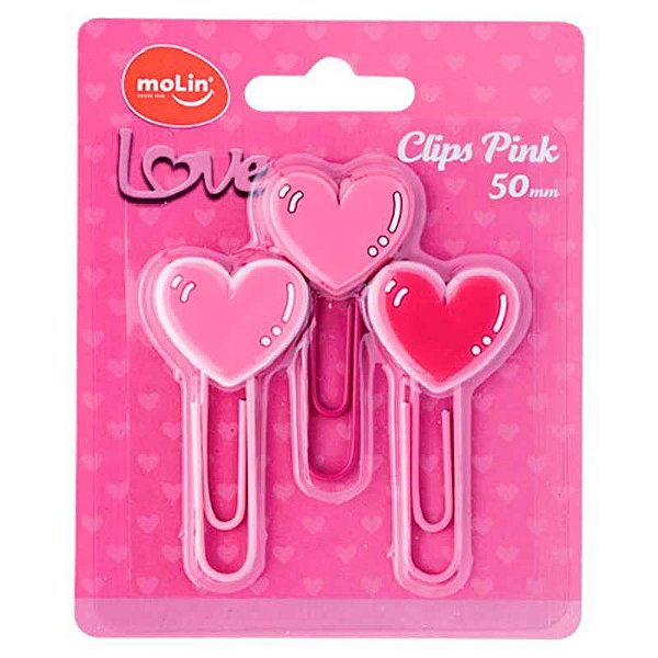 Clips Love Pink Molin Kit c/ 3 un