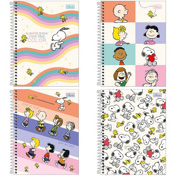 Caderno Espiral Capa Dura Colegial 10 Matérias Snoopy Tilibra