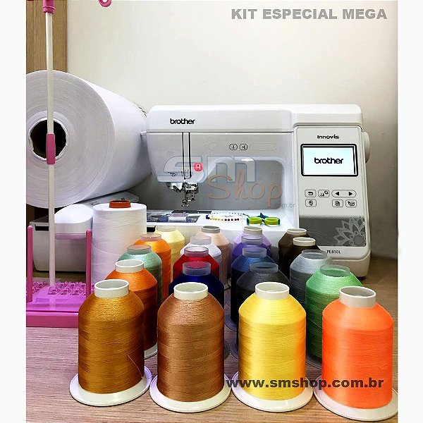 Máquina de Bordado Brother PE810L Área 13x18 cm com Kit Especial MEGA