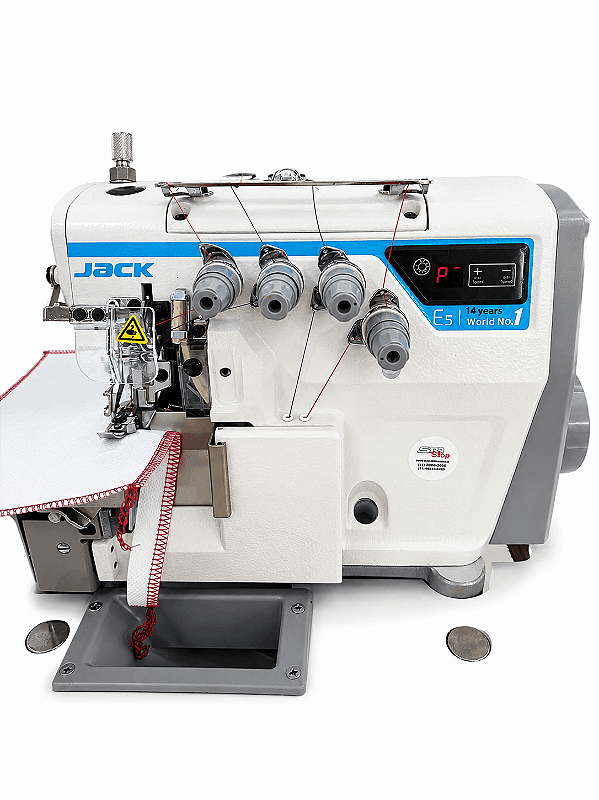 Máquina de Costura Overlock Industrial Jack E5-4 fios Ponto Cadeia
