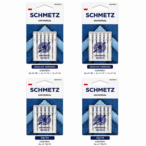 20 Agulhas Schmetz Universal Para Bordado e Costura – Kit com 4 Pacotes