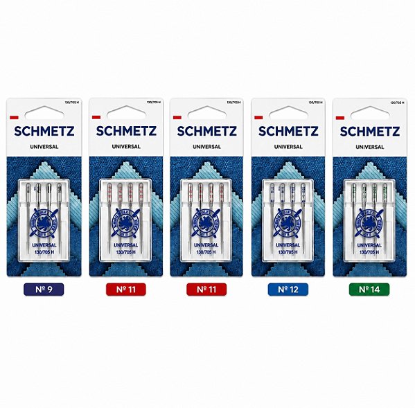 25 Agulhas Schmetz Universal Variadas para Bordado e Costura – 5 Pacotes