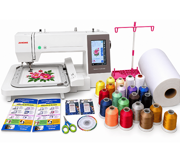 Máquina de Bordado Janome MC550E Área 20x36 cm com Kit Especial Mega