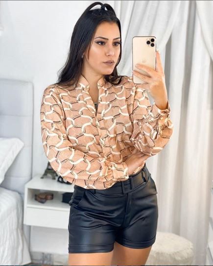 blusa social feminina estampada