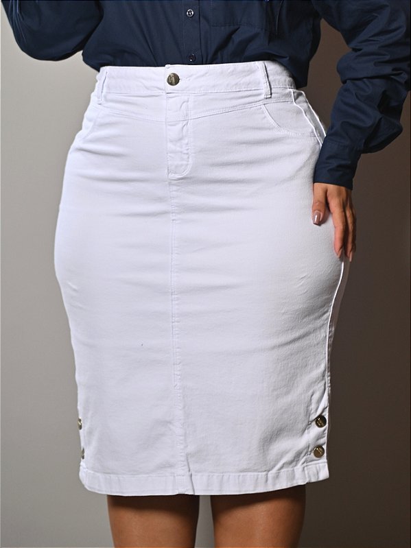 Saia Brim Plus Size Branca Anagrom Ref.256P